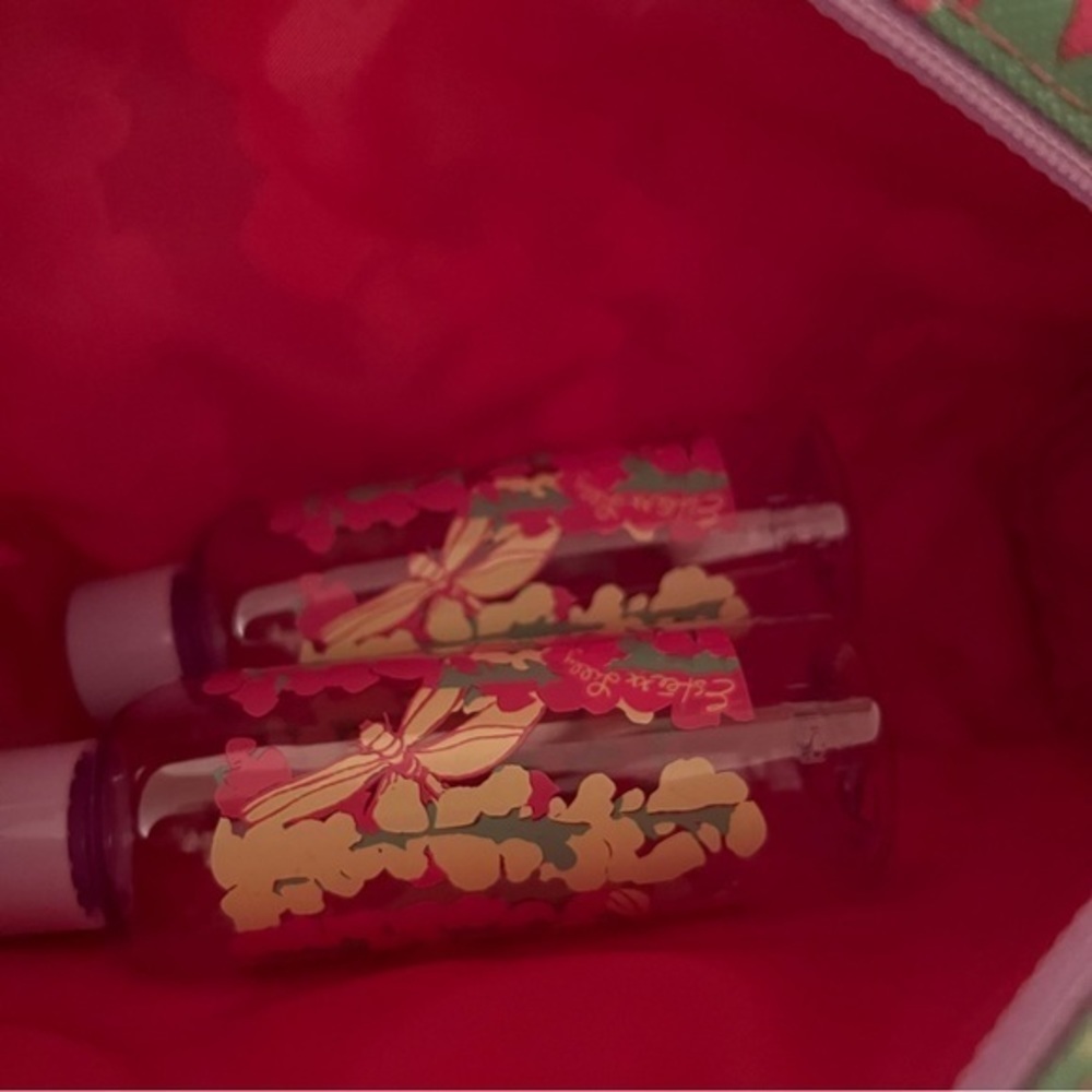 NEW Lilly Pulitzer estee lauder Makeup bag travel bottles floral print dragonfly - Picture 5 of 5
